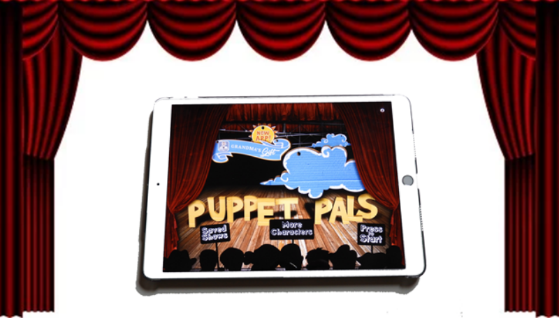 Tablet auf dem die App Puppet Pals geöffnet ist.